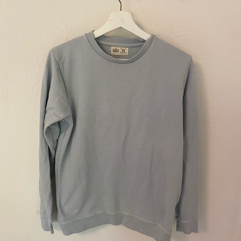 Farm fresh, organic cotton sweatshirt, size extra, small, blue gray - Picture 4 of 6